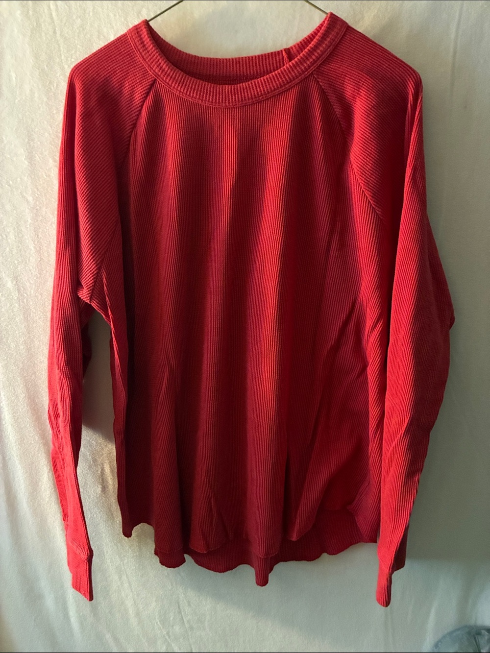 Red Ribbed Long Sleeve Top - Picture 1 of 3